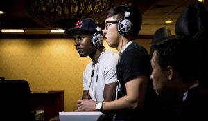 Sacramento, CA, USA – March 26, 2016: Darryl Snake Eyez Lewis of Red Bull eSports versus Brian BJunchained Jeon in Street Fighter V match on March 26, 2016 at NCR NorCal Regionals fighting game tournament.
